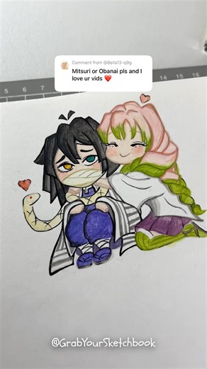 Obanai & Mitsuri Cute Chibi Drawing