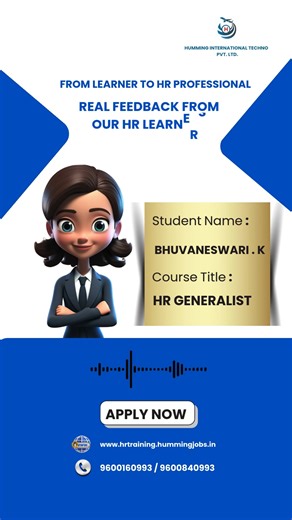 Humming HR Training | SUCCESS STORY | HR Generalist Course ✅ Bhuvaneshwari K successfully completed the HR Generalist Course with Humming HR Training 💼✨ 🔥 Real... | Instagram