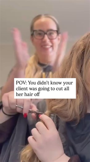 😳 My beautiful VIP had been talking for a while about a big chop, and I got so excited because it’s been a long time coming!🤭 I tied her hair up into ponytails so she could do it herself and told her to cut between the hair ties, you can see in the video one snapped as she was cutting and for that split second I thought she had cut ABOVE the pony and it aged me 5 years 😅 Our job is so fun 🤩 | Digital Salon Retail