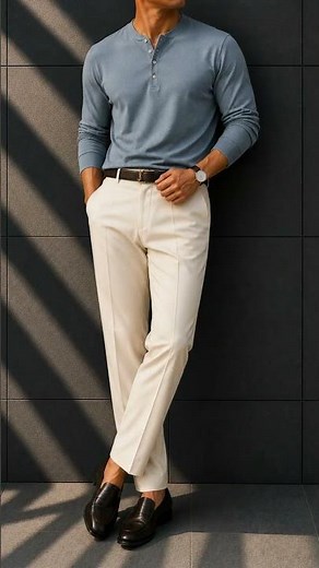 Best Henley T-Shirt Colour Combinations for Men ✨ #MensStyle #StyleInspo #YTShorts