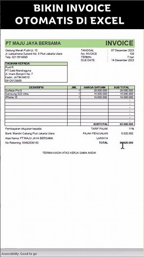 CREATE AN AUTOMATED INVOICE IN EXCEL | excel hacks #shorts #excel #exceltips