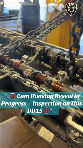 🔧🛢️ Cam Housing Reseal In Progress – Inspection on This DD15 🛢️🔧