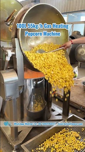 100L Gas Heated Popcorn Kettle | 55kg/h Oil-Popped Popcorn | Commercial Popcorn Equipment #shots
