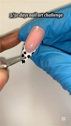 Cow Print Nails 🐄🤍 | Day 3/30 Nail Art Challenge 💅🏽✨