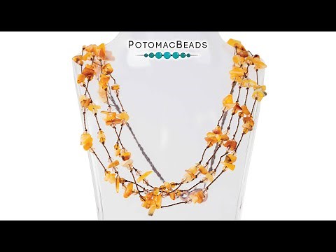 Amber Chip Knotted Necklace - DIY Jewelry Making Tutorial by PotomacBeads