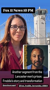 My story on a prison transformation program at Lancaster men’s prison. Tonight Freddie’s story, his Cal State LA bachelors degree, and plea to have his sentence commuted by Governor Newsom. Fox 11 News 10 PM. @calstatela @wordsuncaged @free_freddie_hernandez_t08611 #TransformationThroughEducation | Christine Devine - News Anchor