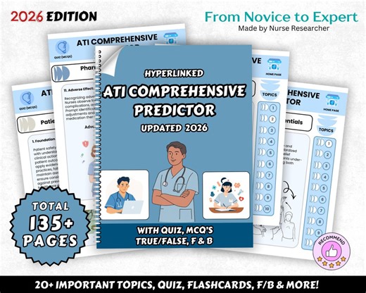 ATI RN COMPREHENSIVE Predictor Exam, 15  Topics, 135  Pages, Hyperlinked, 2026 Edition - Etsy