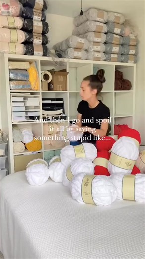 How much yarn is too much yarn Asking for a friend! But really, I go through this yarn so so quickly!! . . #sabsstuffies #craft #chunkyyarn #crafts #handknit #diy #chunkyknit #crochet #howto #yarn #knitting | Jeanne Thompson