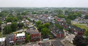 Panoramic townscape with old historical architecture in Hagerstown, Maryland. American architecture