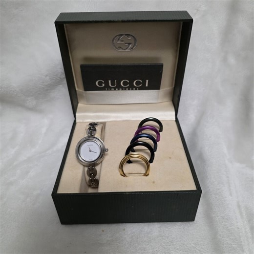 Vintage 90s Gucci 11/12.2L Bezel Watch – Silver Tone Stainless Steel – Set of 7 Bezels – With Original Box – Working Battery - Etsy