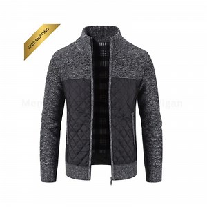 Men's Knitted Fleece Cardigan: Stand Collar Sweater Coat - Etsy