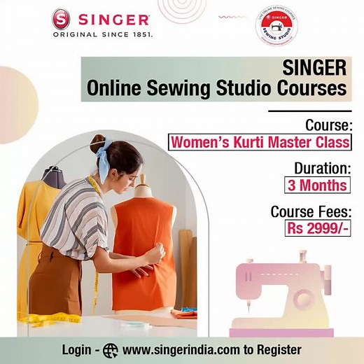 🧵 Sew from anywhere with SINGER Studio! Join our online sewing classes and learn from experts who’ll guide you step-by-step — from basics to beautiful creations. ✨ Stitch. Create. Inspire. #SingerStudio #onlinesewing. Log into our website to know more and register | Singer India