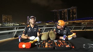 After last weekend’s sizzling Singapore Grand Prix it's time for Max & Daniel to face a new challenge. Opening (and tasting) a Durian fruit! Challenge accepted! #VisitSingapore #PassionMadePossible | VisitSingapore