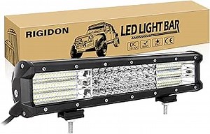 RIGIDON 15 Inch 390W Light Bar,4 Row Flood Spot Combo LED Light Bar Waterproof Driving Boat Off Road LED Work Light 12V 24V for Tractor UTV Truck ATV