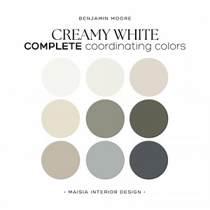 CREAMY WHITE Benjamin Moore Color Palette Whole House Paint Palette Coordinating Colors Neutral Paint Palette Calm Interior Paint Colors - Etsy