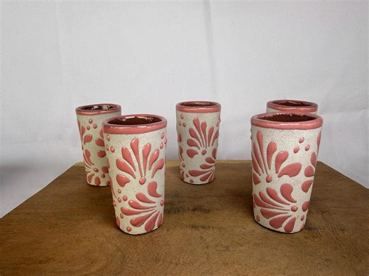 PINK Mexican Pottery Shot Glasses - Etsy