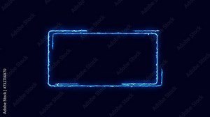 Abstract Neon frame on a transparent background. Luminous banner animation. Neon frame. Abstract background with neon frame pattern LED. 4K video animation on a transparent background.