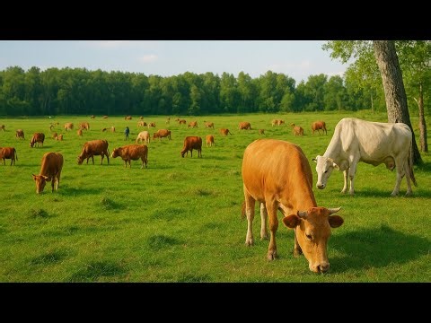 "Peaceful Cows Grazing in the Countryside | Relaxing Nature View"