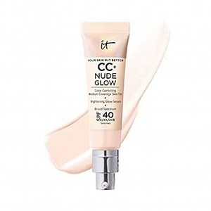 IT Cosmetics CC+ Nude Glow SPF 40 - Medium Coverage Foundation, 2% Niacinamide + Hyaluronic Acid Brightening Glow Serum, Lightweight Up to 24H Hydration, Normal to Dry & Mature Skin - 1.08 fl oz