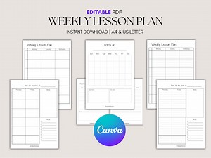 Editable Weekly Lesson Planner: Teacher & Student Calendar (digital Download) - Etsy Canada