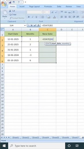 How to use EDATE Formula in Excel | Add months to a date #edate #excel