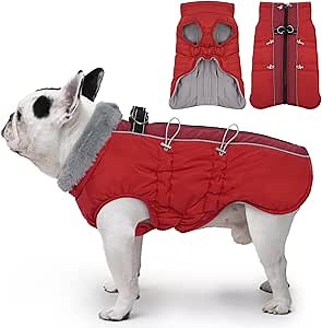 Dog Coat - Warm Winter Jacket Snowsuit for Large Dogs, Water-Resistant, Reflective, Red