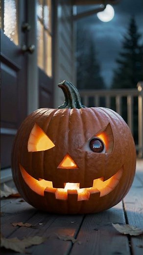 Black Cat and the Blinking Pumpkin Eye — A Hauntingly Real Halloween Moment 🖤🎃 #catlab