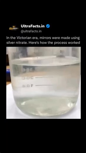 UltraFacts.in on Instagram: "During the Victorian era, mirrors were commonly produced through a technique known as silvering, which involved the use of silver nitrate. In this process, artisans applied a mixture of silver nitrate and other chemicals-such as ammonia and sugar-to the back of a glass sheet. These ingredients caused a chemical reaction that reduced the silver ions to metallic silver, forming a thin, reflective layer on the glass surface. After the coating dried and was polished, the
