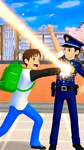 Police vs. Boy: Epic Power Punch! 👊💥#SakuraSchoolSimulator #3DAnimation #ActionShorts #AnimeBattle
