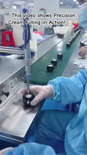 Cream Filling in Action! #SkincareProduction #CosmeticManufacturing #Automation #BeautyIndustry
