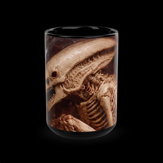 Alien Fossil Mug, Horror Coffee Cup, Sci-fi Skeleton Creature Mug, Amber Resin Style - Etsy