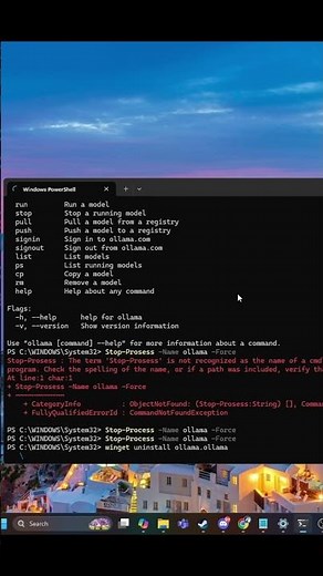 How to remove Ollama with PowerShell #ollama #uninstall