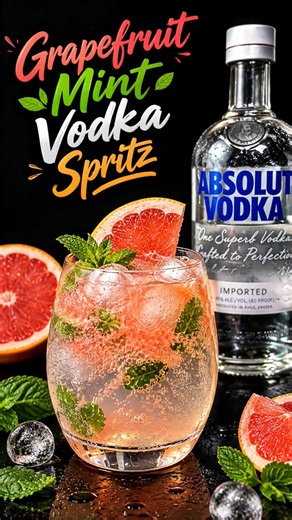 Grapefruit Mint Vodka Spritz 🍊🌿🥂 | Refreshing Vodka Cocktail #Shorts