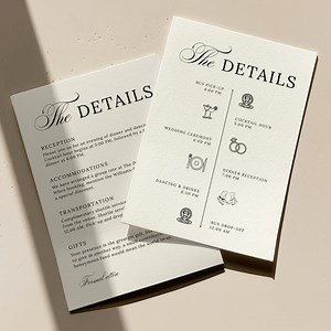 Minimalist Wedding Details Card Template, Editable Wedding Ceremony Timeline, Printable Wedding Program Card, Instant Download, MWB01 - Etsy