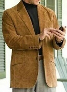 Noori Men's Lambskin Leather TAN BROWN Suede Blazer | Two Button Closure | Formal ATTIRE Leather Blazer for Office Business Meetings | - Etsy