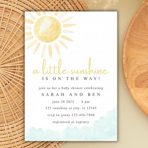 Sunshine Baby Shower Invitation Template Digital Download) - Etsy