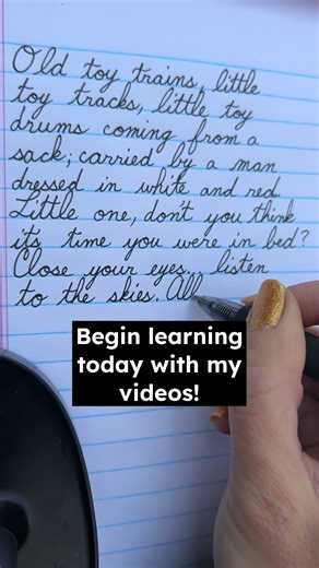 Cursive handwriting Old Toy Trains- Raffi Christmas writing