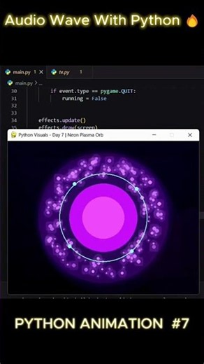 Python Visuals Day 7 | Neon Plasma Orb Animation in Python | Pygame
