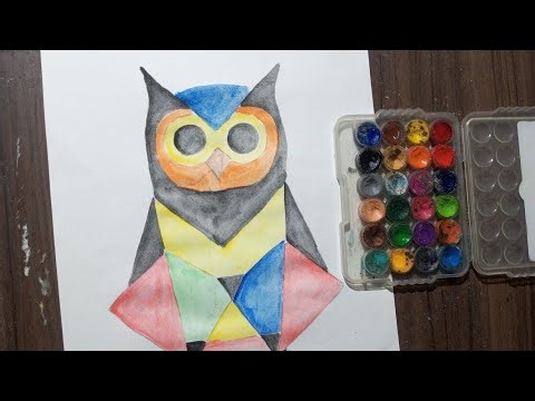 Owl Abstract Painting | Easy Abstract Painting Idea | Elementary Abstract Drawing