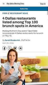 4 Dallas restaurants listed among Top 100 brunch spots in America