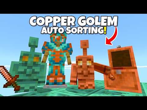 Minecraft Added COPPER GOLEMS & Auto Item Sorting! New Armor & Weapons!