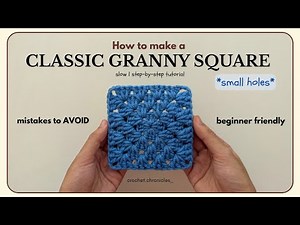 How to crochet Classic GRANNY SQUARE with small gaps! Slow Beginner-friendly tutorial | Tips & ideas
