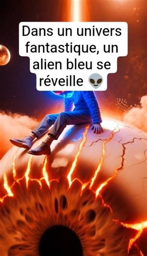 Dans un univers fantastique, un alien bleu se réveille