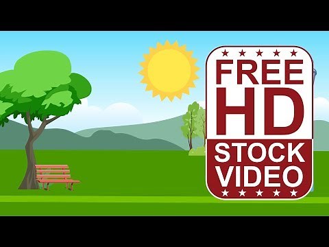 Free Stock Videos – cartoon style scene park with trees sun and clouds 2D animation