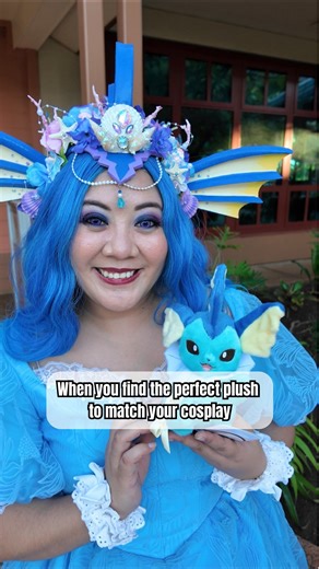 💖Eevee | Cosplayer | Pokemon on Instagram: "The new Eevee Collection plushies are my favorite because their design goes so well with my Cottagecore eeveelution cosplays like this Vaporeon Plush! I love that Vaporeon’s tail is stitched towards the front so you can see her bow! While the other Eevee plushies have their bows around their neck, Vaporeon is special since she already has a white frill around her neck so the bow on the tail makes the perfect sense 💙💙💙 • 🧵 Cottagecore Vaporeon Cosp