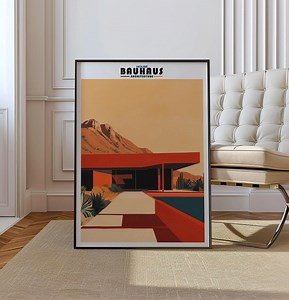 Bauhaus - Mid-century Modern Architecture Art Print – Retro Minimalist City Poster With Geometric Design - Bold Mid Century Print Decor - Etsy