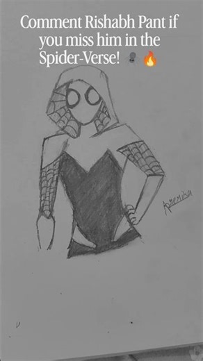 Sketching Spider-Woman (Rishabh Pant Version) 🕸️🇮🇳#RishabhPant #SpiderGwen #SpiderPant #CricketArt