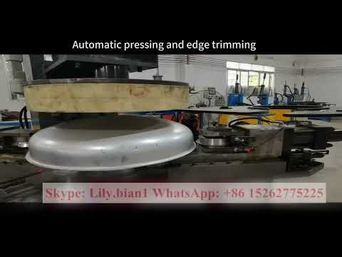 Full automatic trimming and end shriking machine for tank end