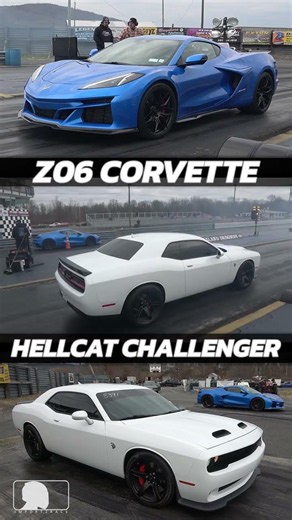 Z06 Corvette vs Hellcat Challenger: Drag Strip Showdown! #carshorts