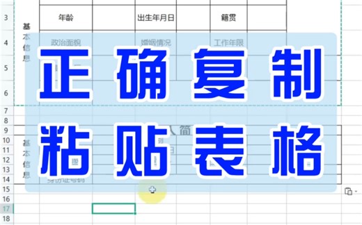 正确复制粘贴表格
